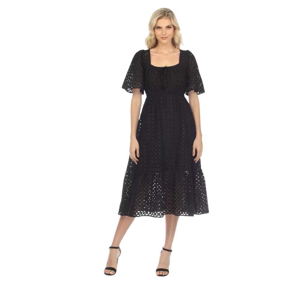 NWT! Johnny Was Misty Eyelet Midi Dress in Black - Size Small (MSRP $388) - Picture 2 of 14